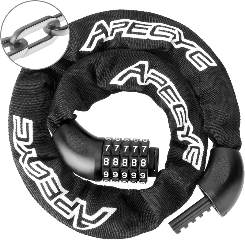 Bike Chain Lock 5-Digit Combo Heavy Duty Anti-Theft 3FT for Bike & Gate10