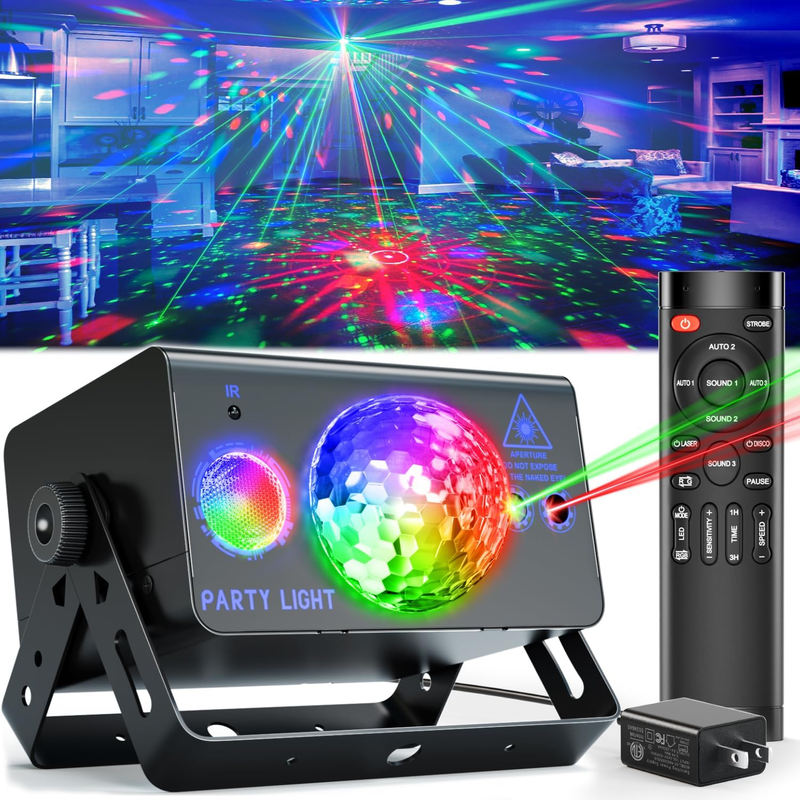 OIEZISRO Party Lights Dj Disco Ball Light, LED Stage Strobe Lights Sound Activat9