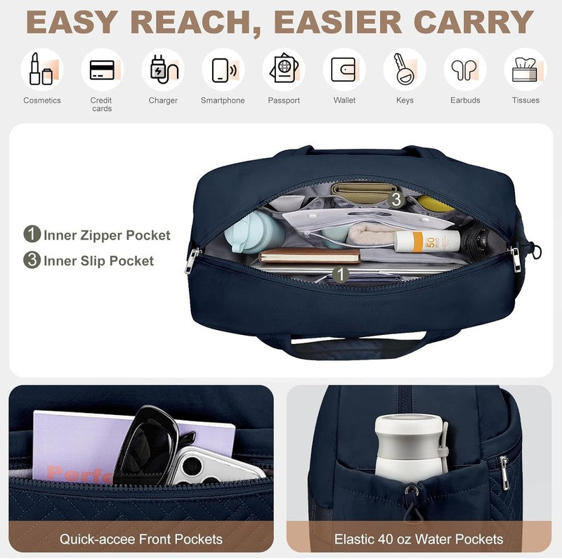 Gym Bag Women Lightweight Duffle Shoe Wet Compartment Yoga Travel Blue6