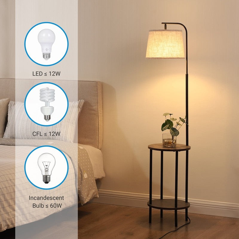 62" Rustic Farmhouse Wooden Floor Lamp with Table, Brown Lamp for Living Room4