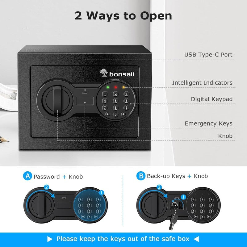 Compact Steel Safe with Electronic Keypad for Cash and Jewelry Storage3
