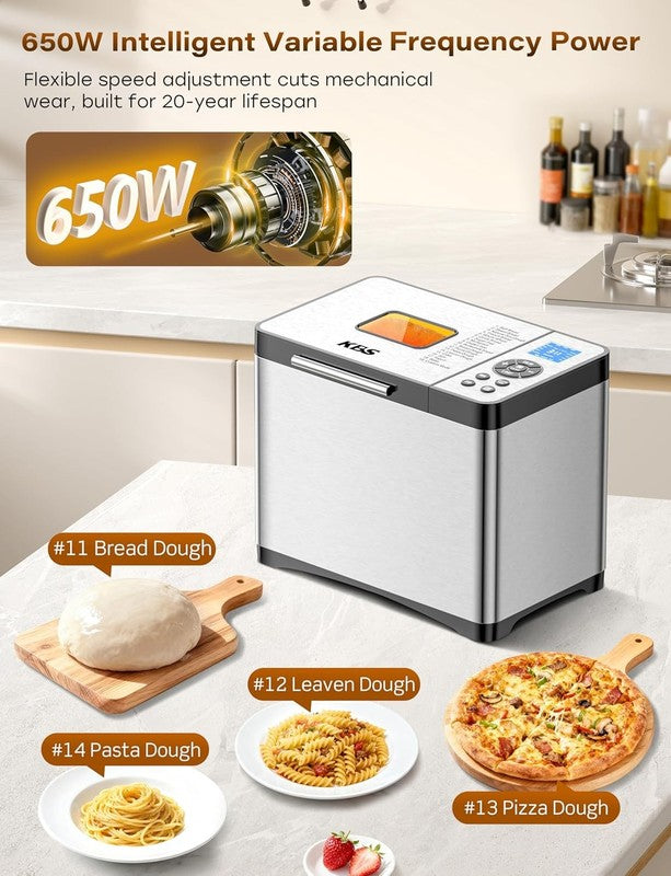 19-in-1 Bread Maker 2LB w/ Ceramic Pan Gluten Free Timer Steel6