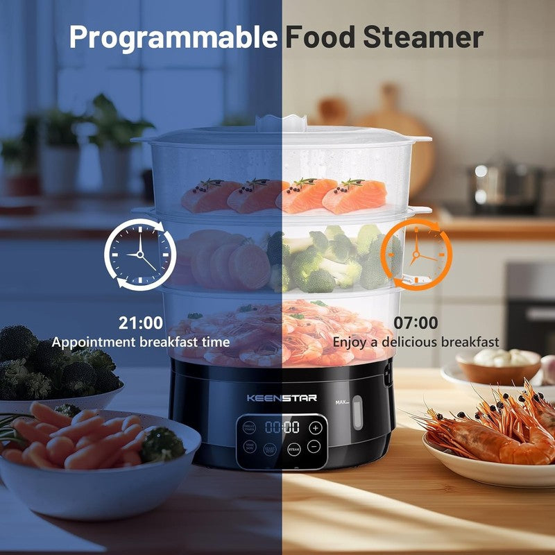 13.7QT Electric Food Steamer 3 Tier Digital BPA Free Veggie Cooker 800W4