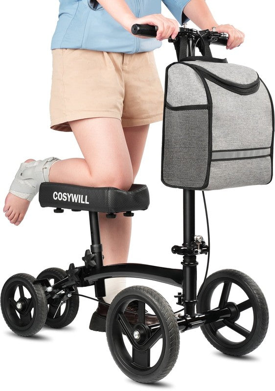 Steerable Knee Scooter All Terrain Foldable Walker Crutch Alternative Black1