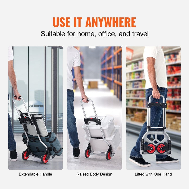 Folding Hand Truck Aluminum Luggage Trolley Cart Dolly 176 Lbs Bungee Cord4