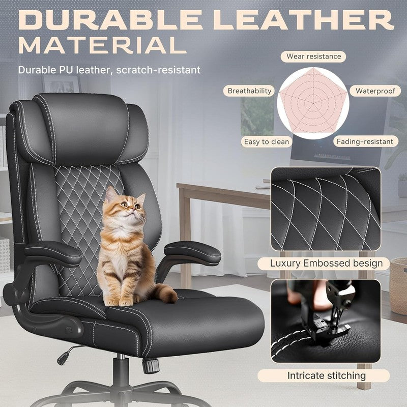 Executive High Back Office Chair Big Tall Ergonomic Leather Black2