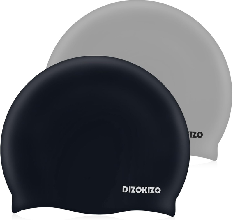 Unisex Silicone Swim Cap 2 Pack Waterproof Non Slip Swimming Cap0