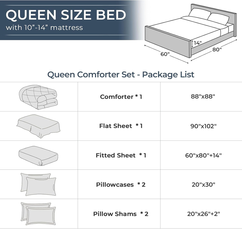 Brown Queen Comforter Set 7 Piece Bed in a Bag Ultra Soft  Pillowcases Shams Set7