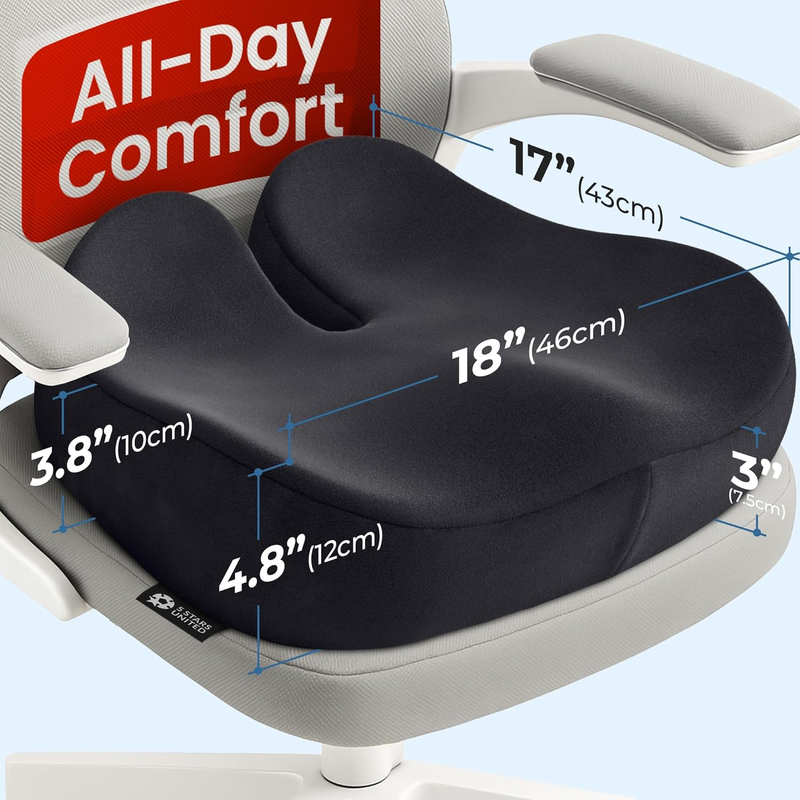 Seat Cushion for Office Chair Tailbone Sciatica Pain Relief Black1