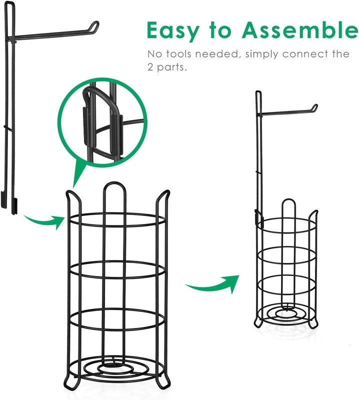 Free Standing Toilet Paper Holder with Storage for 3 Spare Rolls   Black1