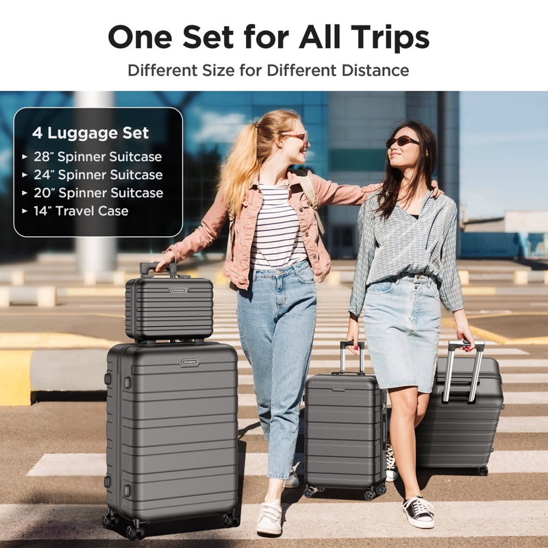 11Pc Hardside Luggage Set TSA Lock Spinner Wheels Carry On Checked Black6