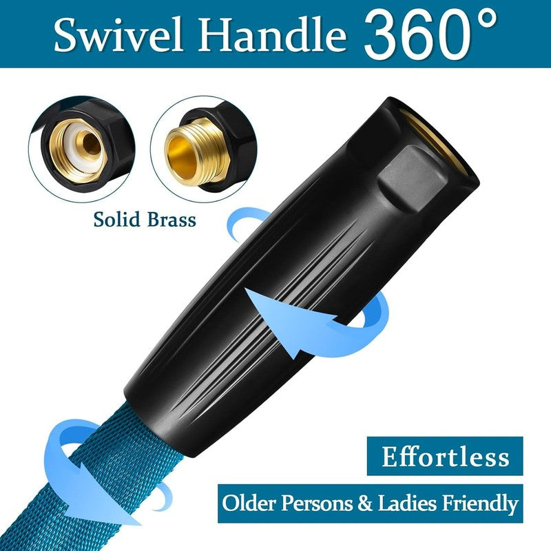50Ft Garden Hose, Ultra-Light, TPE, Brass Fittings, Flexible Drinking Safe, Blue4