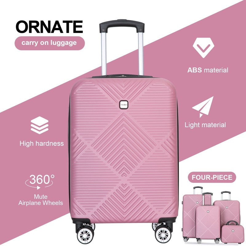 Stylish 4 Piece Pink Hardside Luggage Set with Spinner Wheels   Lightweight6