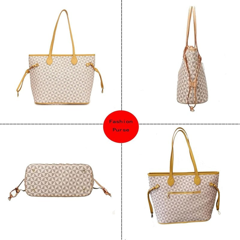 Women PU Leather Tote Bag 2-Pcs Fashion Hobo Shoulder Bags w/ Coin Purses3