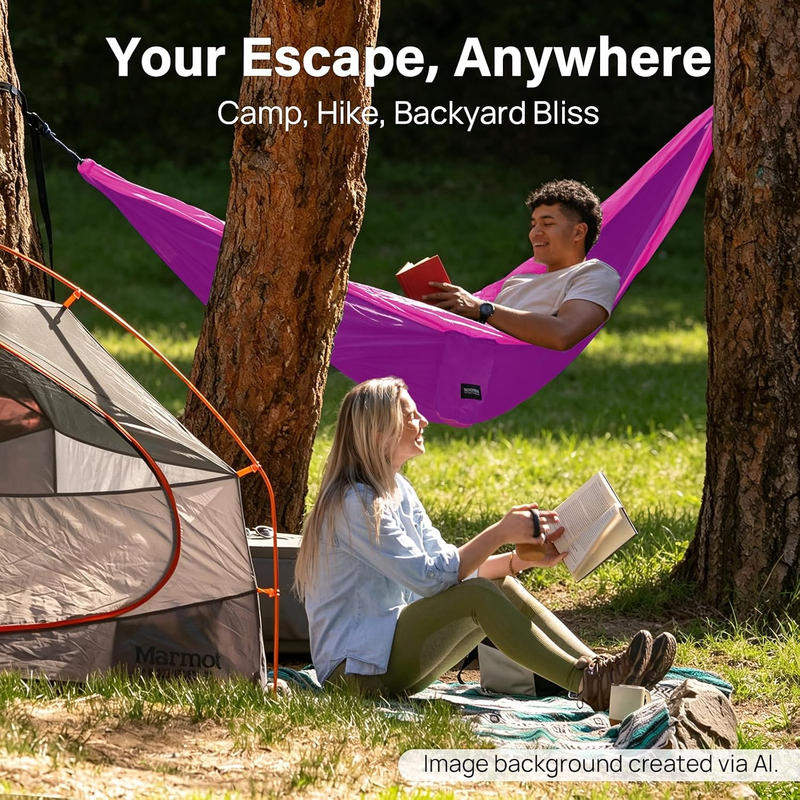 Portable Camping Hammock w/ Tree Straps & Carry Bag Outdoor Travel Hiking5