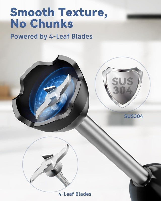 7-In-1 Immersion Blender, 800W Hand Blender with 20 Speeds and Turbo, Scratch-Re4