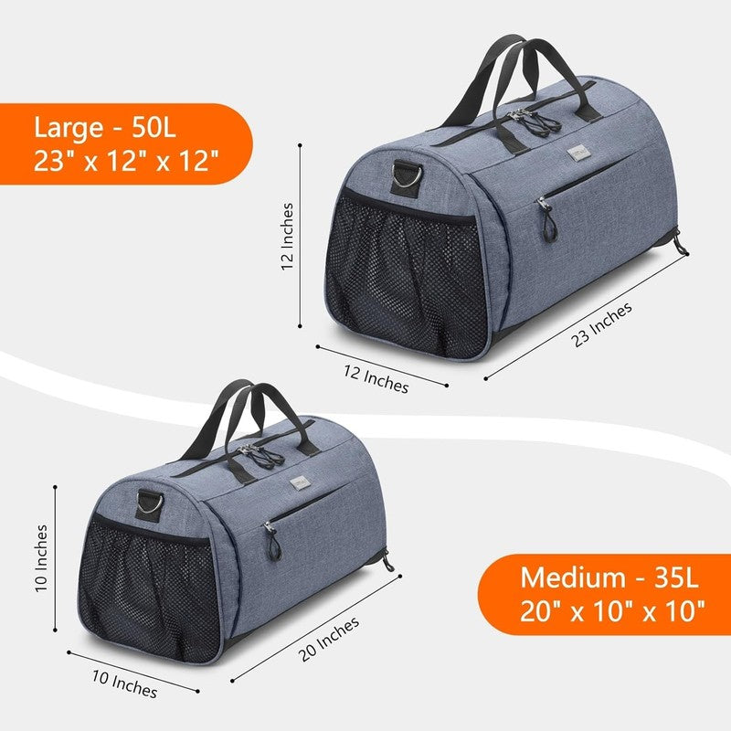 Gym Bag Unisex Duffel Shoe Compartment Wet Pocket Travel Sports Textured Blue M3
