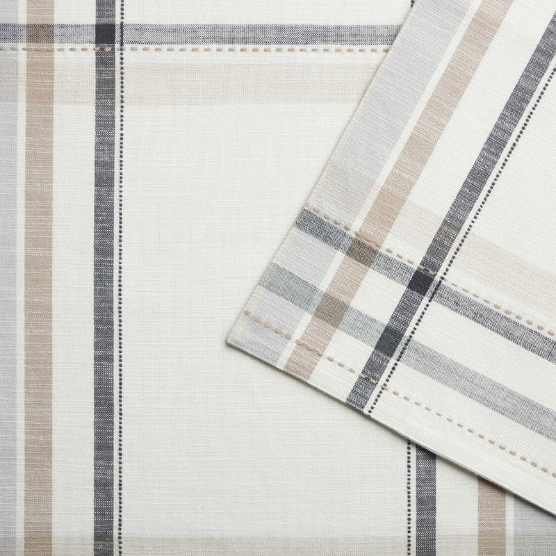 Plaid Fabric Table Runner, Beige, 14"W X 90"L4
