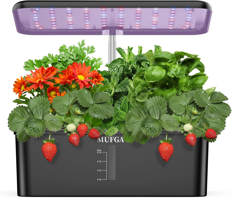 12 Pods Hydroponics Growing System, Indoor Garden with LED Grow Light, Plants Ge0