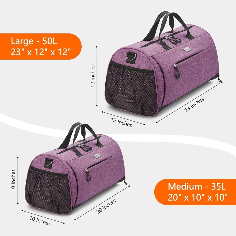 Gym Bag Unisex Duffel Shoe Compartment Wet Pocket Travel Sports Textured Purple3