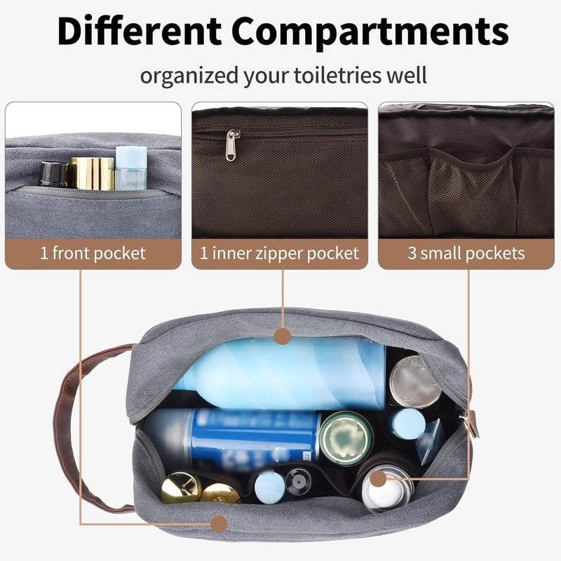 50L Canvas Duffle Bag Grey w/ Toiletry Bag Travel Gym Weekender Carry On7