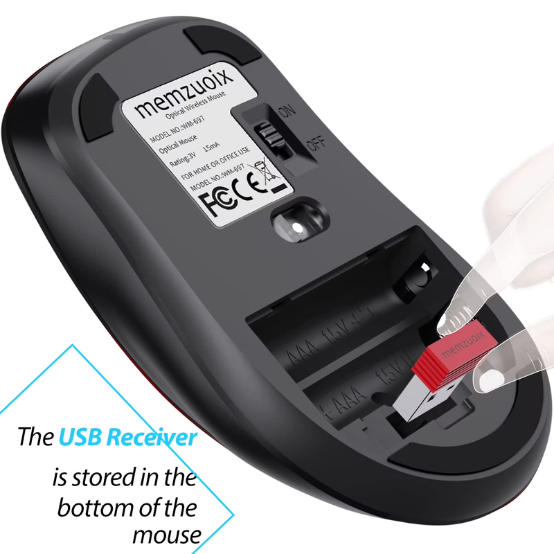 Wireless Mouse 1400 DPI 5 Button USB Receiver for PC Laptop Mac Black5