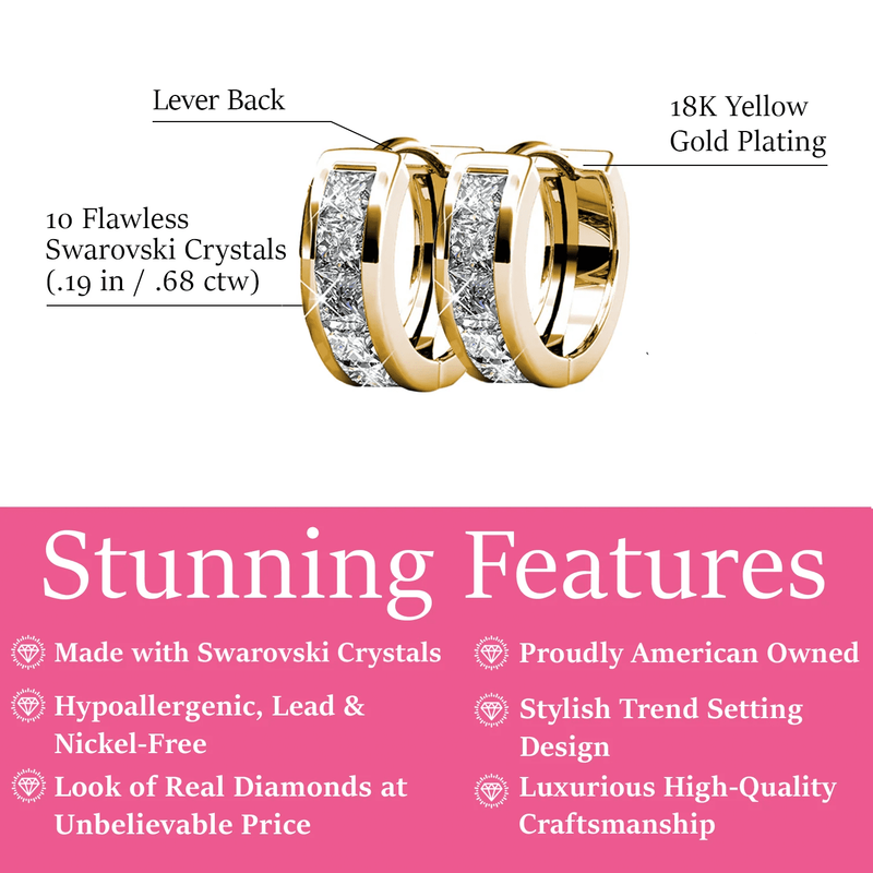 Giselle Chunky 18K Yellow Gold Plated 15Mm Women Hoop Earrings with Crystals1