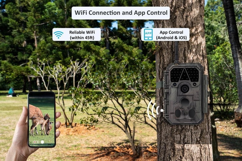 P100 WiFi Trail Camera 64MP 1296P 0.1S Trigger Bluetooth Night Vision Waterproof2