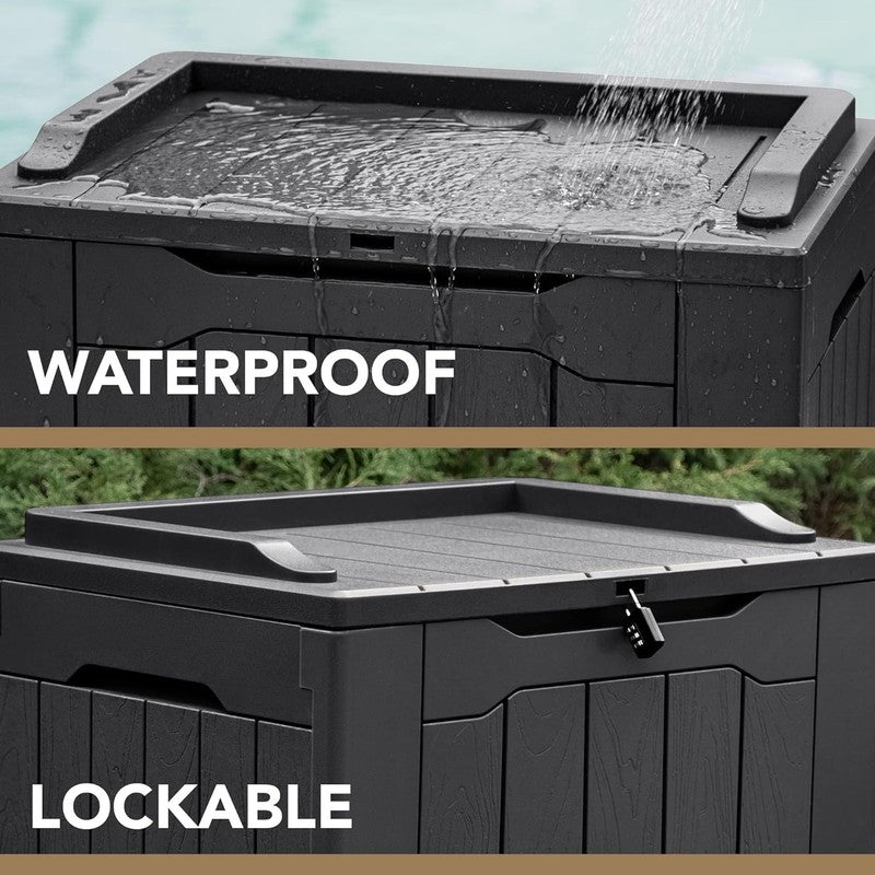 30 Gallon Resin Deck Box Waterproof Outdoor Storage Box for Patio Furniture Pool0