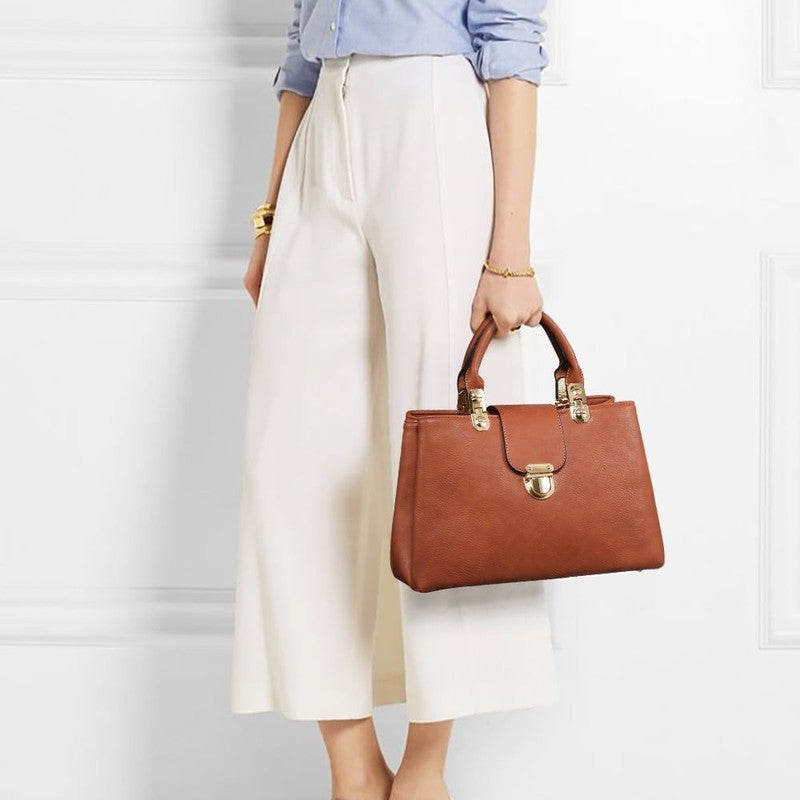 Women Satchel Handbag Vegan Leather Top Handle Medium Tote Shoulder Bag2