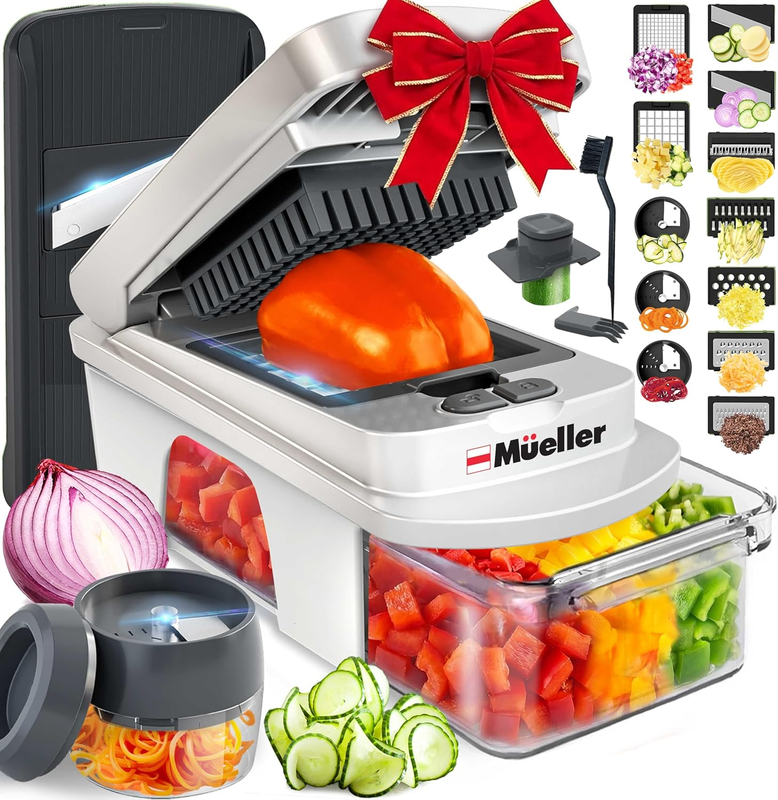 Pro Series 12 Blade Mandoline Slicer Vegetable Chopper Spiralizer White Gray10