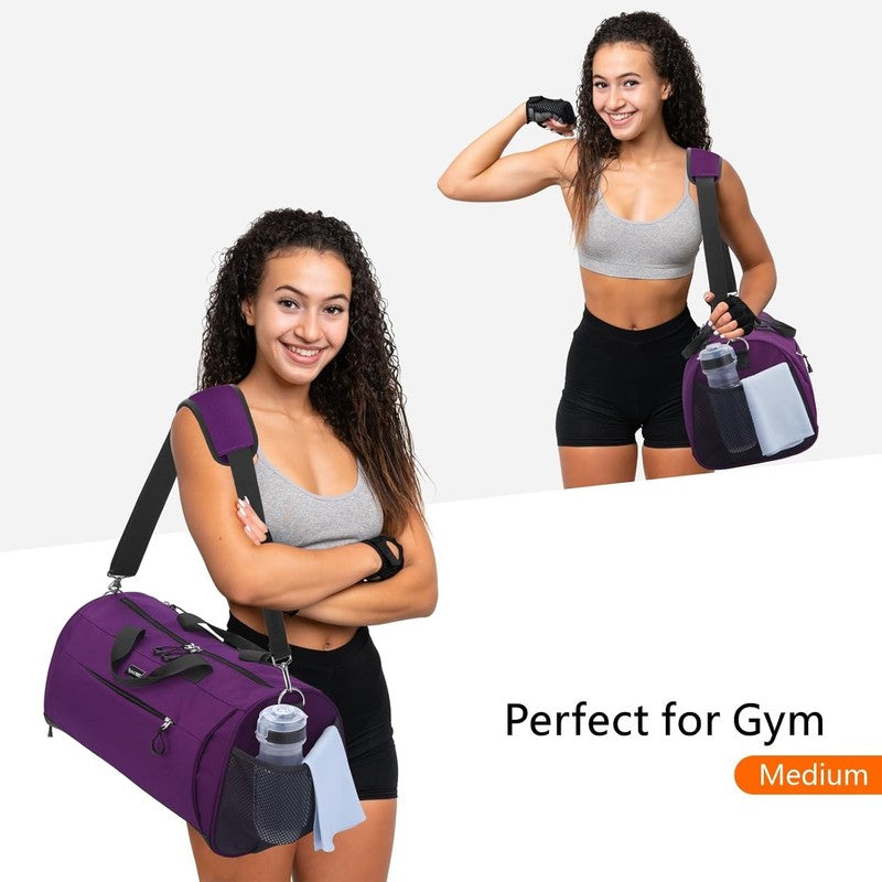 Gym Bag Unisex Duffel Shoe Compartment Wet Pocket Travel Sports Purple M2