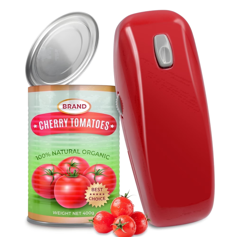 Electric Can Opener One Touch Hands Free Smooth Edge Automatic Red0