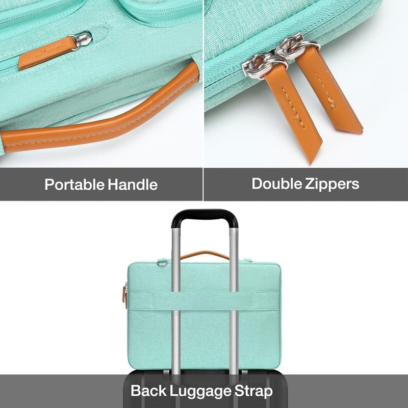 15.6 Inch Laptop Shoulder Bag 360 Protective Messenger 4 Zipper Pockets5