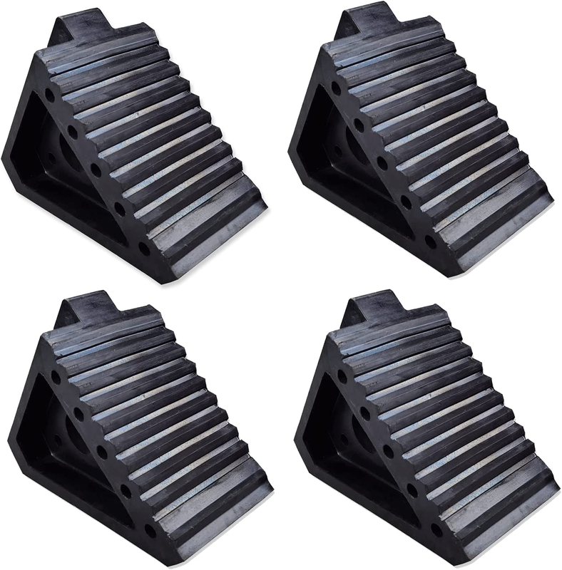 Solid Heavy Duty Rubber Wheel Chocks 4 Packs, Premium Wheel Stopper for Car, Tra9