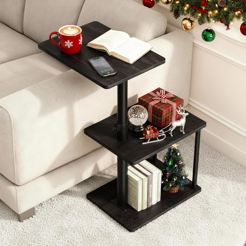 Adjustable Swivel C Side Table with Shelf for Couch Recliner Bed Small Spaces0