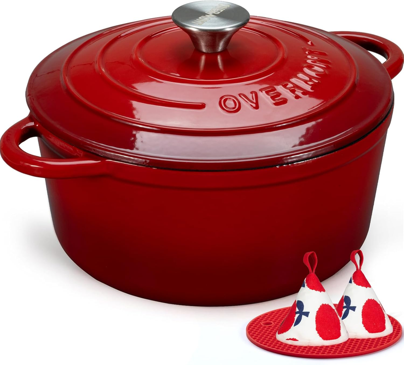 5.5QT Cast Iron Dutch Oven w/ Lid Sourdough Baking Braise Stew10