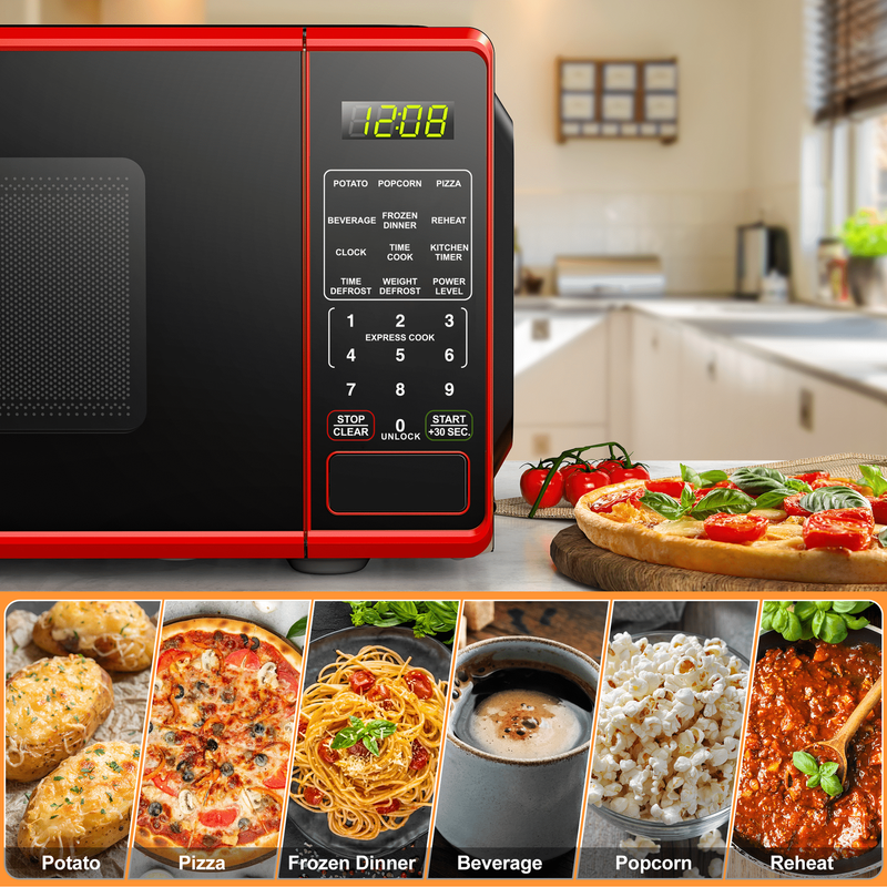 0.7 Cu Ft Countertop Microwave Oven, 700 Watts, Red5