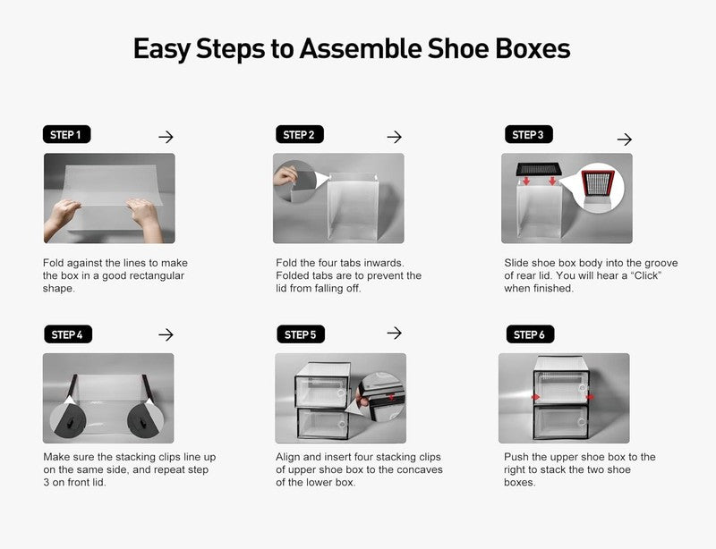 12 Pack X Large Clear Shoe Storage Boxes, Stackable Organizer Bins, White7