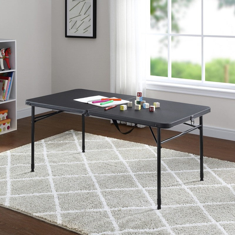 4 Foot Fold-In-Half Adjustable Folding Table, Rich Black9