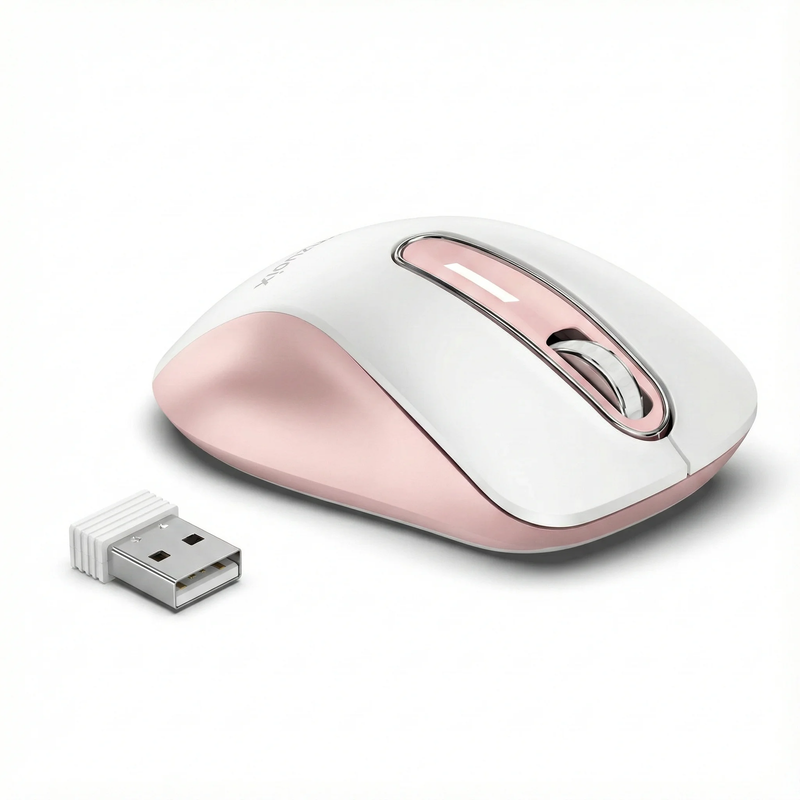 Wireless Optical Mouse 1400 DPI 5 Button USB Receiver for PC Laptop Pink White10