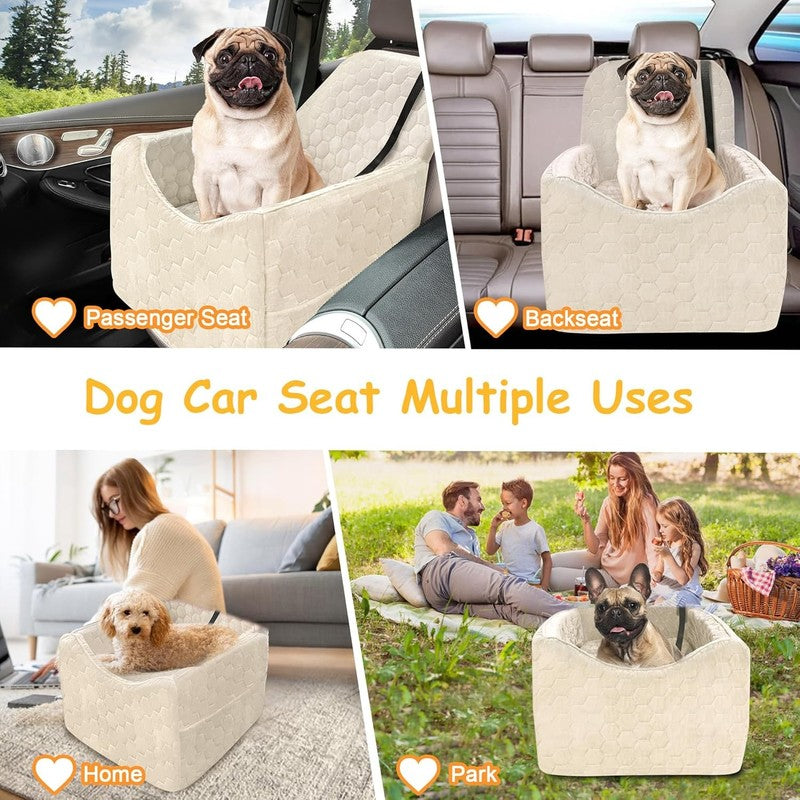 Dog Car Seat Small/Medium Dogs up to 35lbs Memory Foam Washable Cover White5