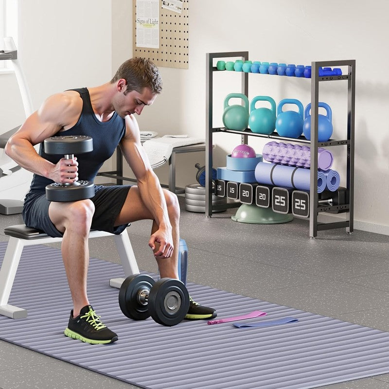 3 Tier Adjustable Dumbbell Rack 450LB Heavy Duty Home Gym Weight Stand Rack Only7