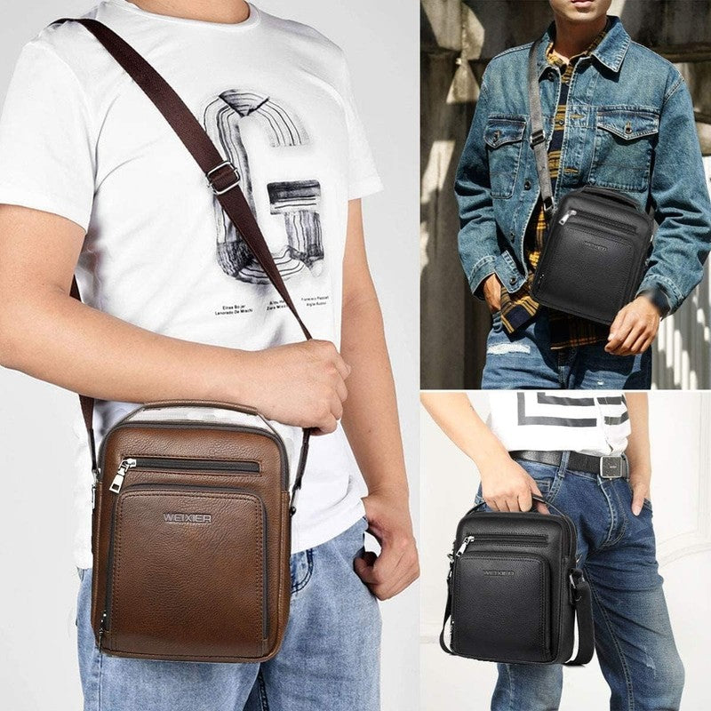 Vintage Leather Messenger Bag Crossbody Shoulder Bag Zipper Buckle Vintage Tote5