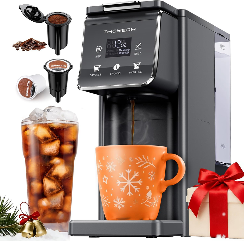K Cup Coffee Maker Bold Setting Hot & Iced Single Serve 6 14oz 52oz Gray0