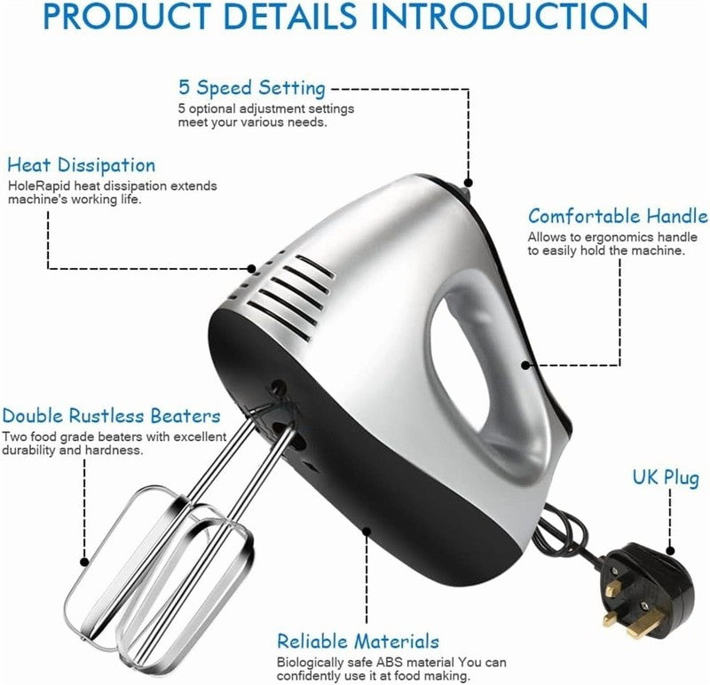 Electric Hand Mixer,300W Electric Egg Beater Hand Mixer Milk Frother Cream Foam3