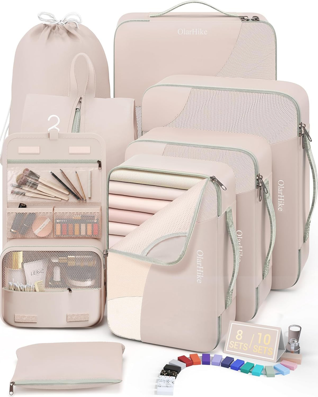 Packing Cubes Set for Travel   Organizer, Shoe & Toiletry Bag, Cream7