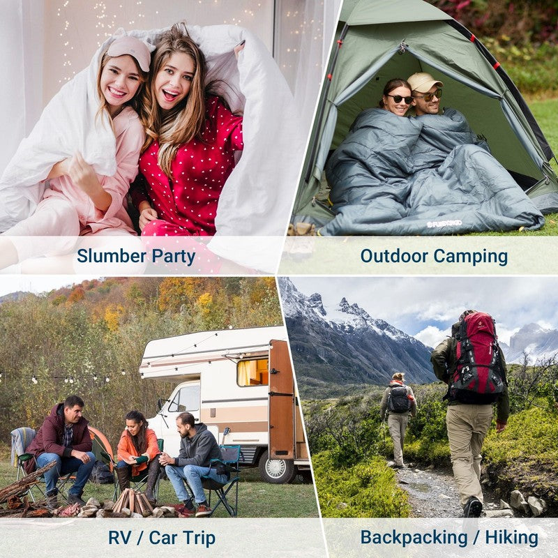 2 Person Sleeping Bag with Pillows for Adults Black Double Camping Sleeping Bags8