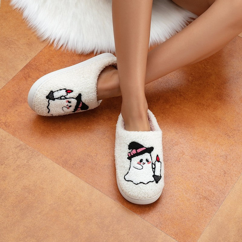 Halloween Ghost Slippers for Family Plush Comfy Warm Shoes Men Women7