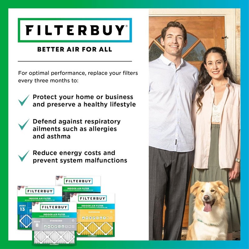 16x25x1 MERV 8 Air Filter 4-Pack - Pleated HVAC AC Replacement Filters6
